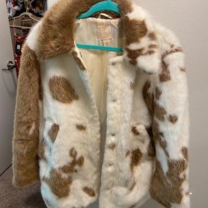 H&M Oversized Faux Fur Animal Print Coat